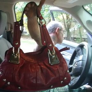 B. Makowsky red tote. (Used, great condition).